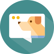 Dog in SMS chat bubble